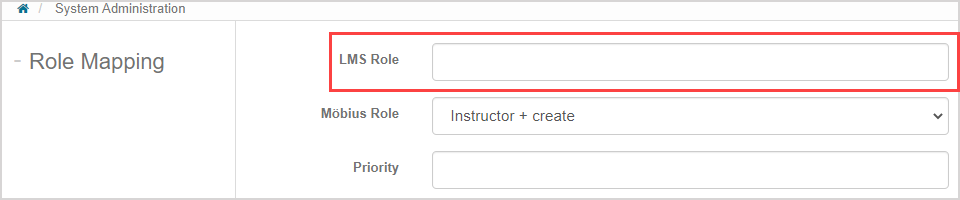 In the Role Mapping pane, the LMS Role textbox is highlighted.